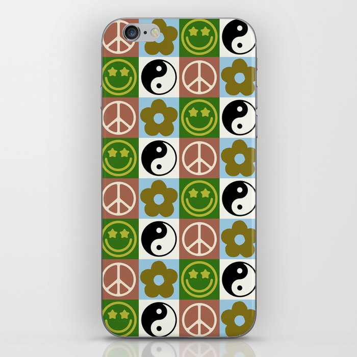 Checked Symbols Pattern (SMILEY FACE \ YIN YANG \ PEACE SYMBOL \ FLOWER) iPhone Skin
