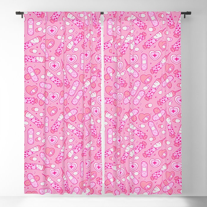 Kawaii Menhera on Pink Blackout Curtain