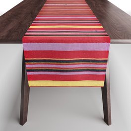 Vintage Guatemalan Colorful Striped Textile Pattern Table Runner