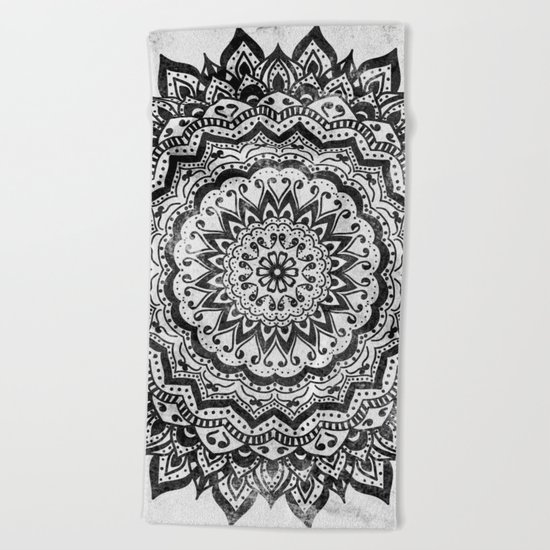 BLACK JEWEL MANDALA Beach Towel