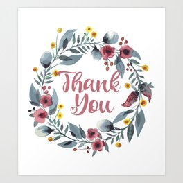Thank You Note - Cute Floral  Art Print