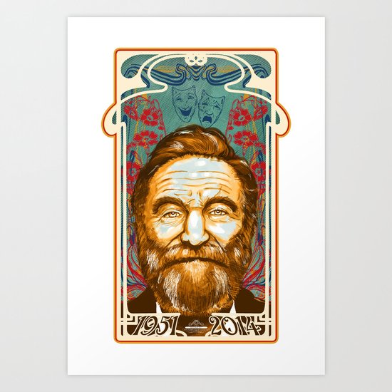 Robin Williams Tribute Art Nouveau / Geek Poster / Fine Art Print Tribute by Tom Ryan's Studio Art Print