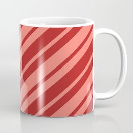 [ Thumbnail: Red and Salmon Colored Lines/Stripes Pattern Coffee Mug ]