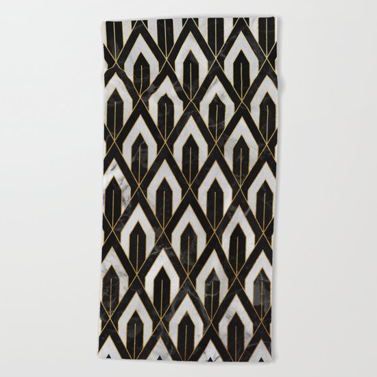 Art Deco Marble Pattern Beach Towel