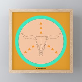 Highland Cow Skull Geometric Framed Mini Art Print