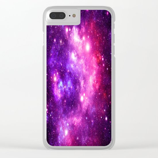 Purple Pink Galaxy Nebula Clear iPhone Case