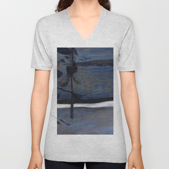 Winter in Nordstrand by Edvard Munch V Neck T Shirt