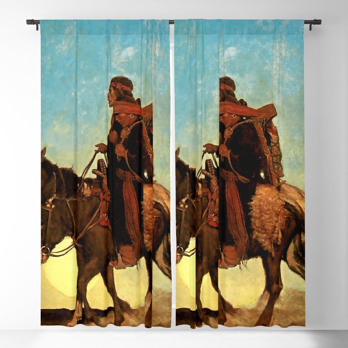 N C Wyeth Western Painting “Navajo Family” Blackout Curtain