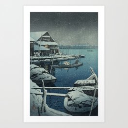 Snow at Mukojima Hasui Kawase Art Print