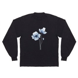 Blue Watercolor Poppies Long Sleeve T-shirt