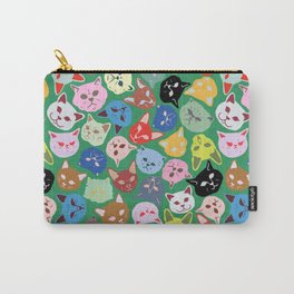 Cat Heads Pattern Carry-All Pouch | Catheads, Blackcat, Yellow, Curated, Painting, Persiancat, Kittens, Illustration, Smilingcat, Digital 