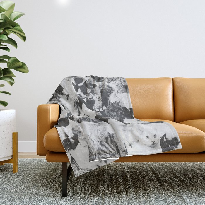 Cats Forever B&W Throw Blanket