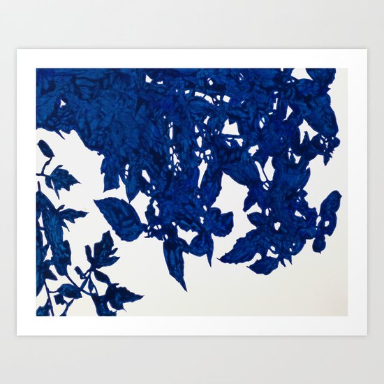Royal Blue Leaves Art Print