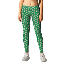 Inky Dots Minimalist Pattern in Green and Pink Leggings