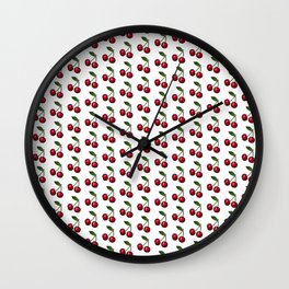 Red Cherry Cherries with Polka Dots in White Wall Clock