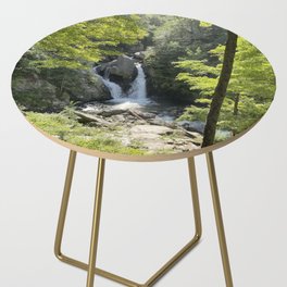 peaceful summer waterfall Side Table