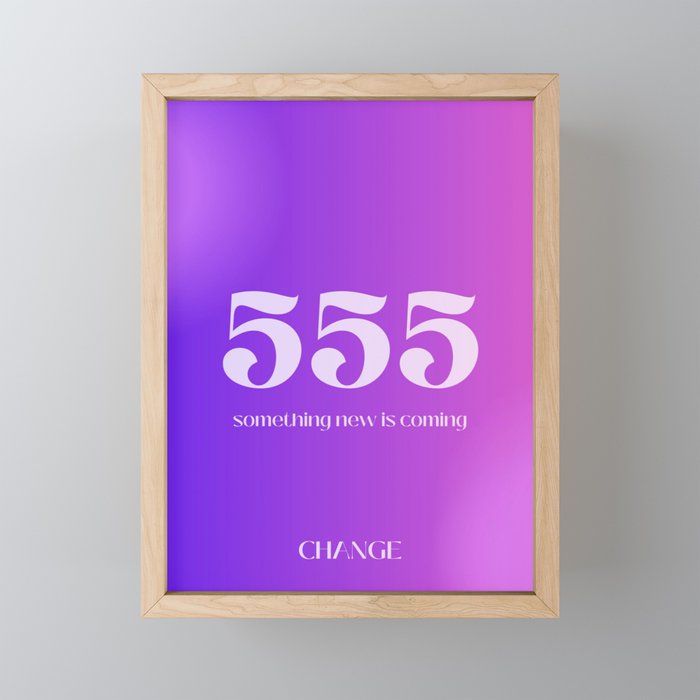 Gradient Angel Numbers: 555 Change Framed Mini Art Print