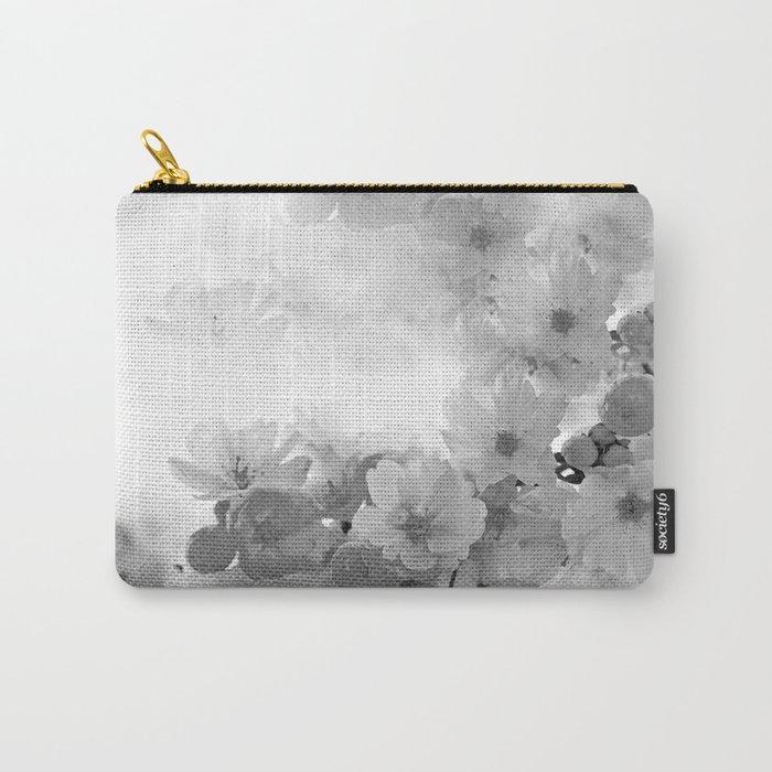 CHERRY BLOSSOMS GRAY AND WHITE Carry-All Pouch