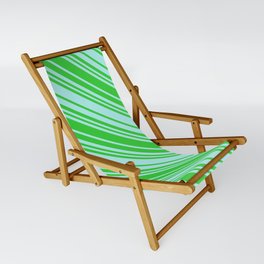 [ Thumbnail: Turquoise & Lime Green Colored Pattern of Stripes Sling Chair ]