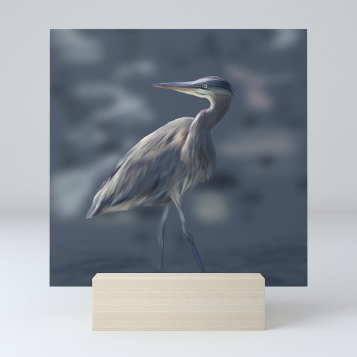 Low Tide Heron  Mini Art Print