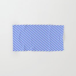 [ Thumbnail: Medium Slate Blue & Turquoise Colored Lined Pattern Hand & Bath Towel ]