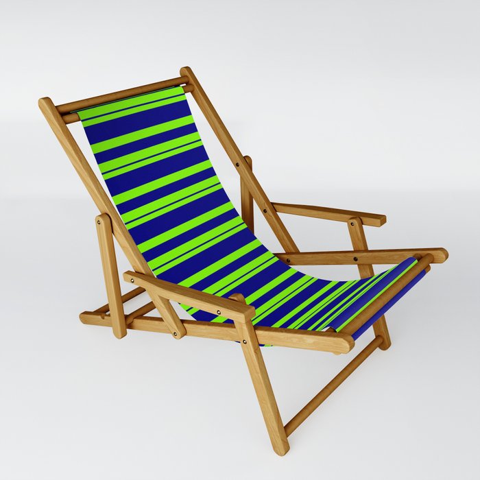 Chartreuse and Blue Colored Lines/Stripes Pattern Sling Chair