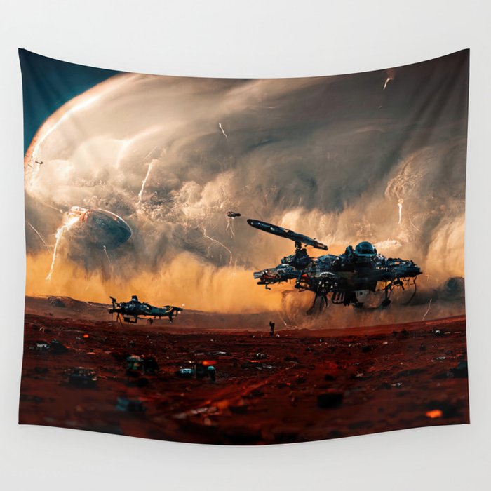 Landing on a new planet Wall Tapestry
