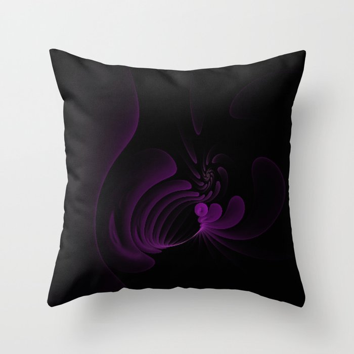 Purple Swirls on Black Throw Pillow