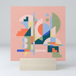 Abstract cityscape in geometric shapes Mini Art Print