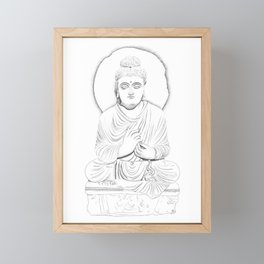 Budha art print pencil drawing Framed Mini Art Print