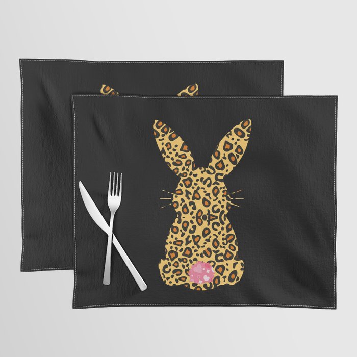 Cute Womens Happy Easter Leopard Bunny Placemat