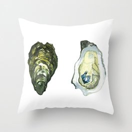 Watercolor Atlantic Oysters #1 by Artume Throw Pillow