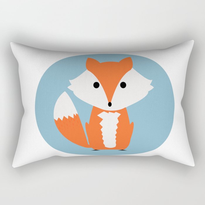 Orange Cartoon Fox Rectangular Pillow