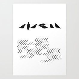 urban birds Art Print | Pattern, Illustration, Vector, Black and White 