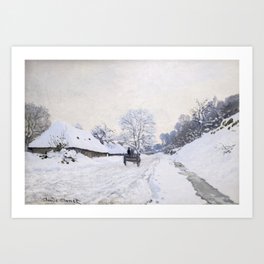Claude Monet - Cart on the Snowy Road at Honfleur Art Print