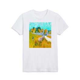  Vincent van Gogh (Dutch, 1853-1890) - Title: Farmhouse in Provence (Entrance Gate to a Farm with Haystacks) - Date: 1888 - Style: Post-Impressionism - Genre: Landscape - Media: Oil on canvas - Digitally Enhanced Version (2000 dpi) - Kids T Shirt