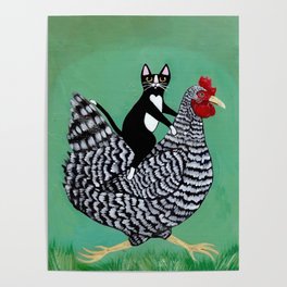 Cat on a Chicken Poster