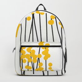Hello Spring! Yellow/Black Retro Plants on White #decor #society6 #buyart Backpack | Landscape, Fresh, Floral, Acrylic, Symbol, Watercolor, Minimal, Other, Illustration, Nature 