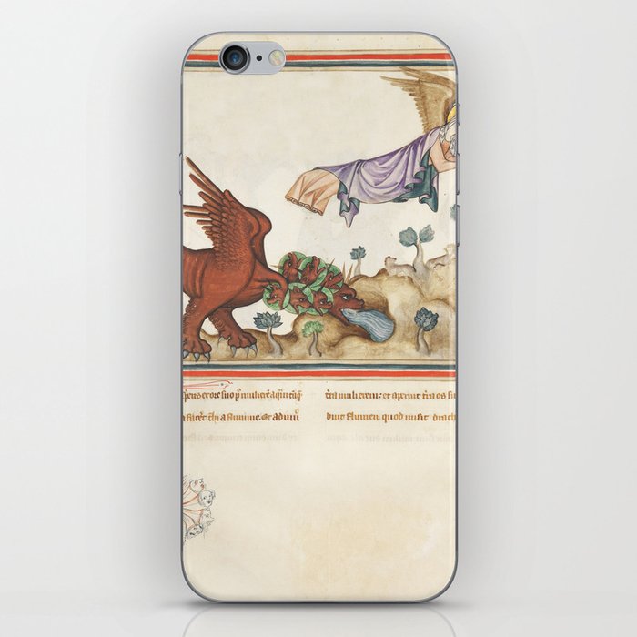 Medieval art angels and monsters iPhone Skin