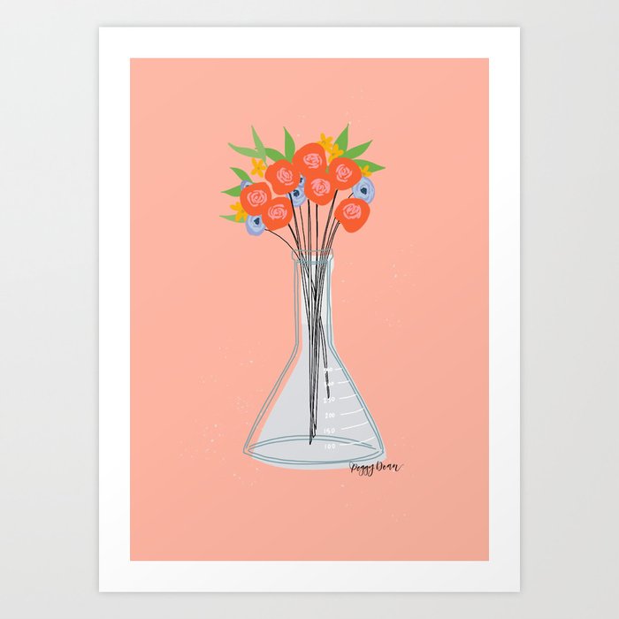 Colorful Test Tube Flower Bouquet Art Print By Thepigeonletters Society6