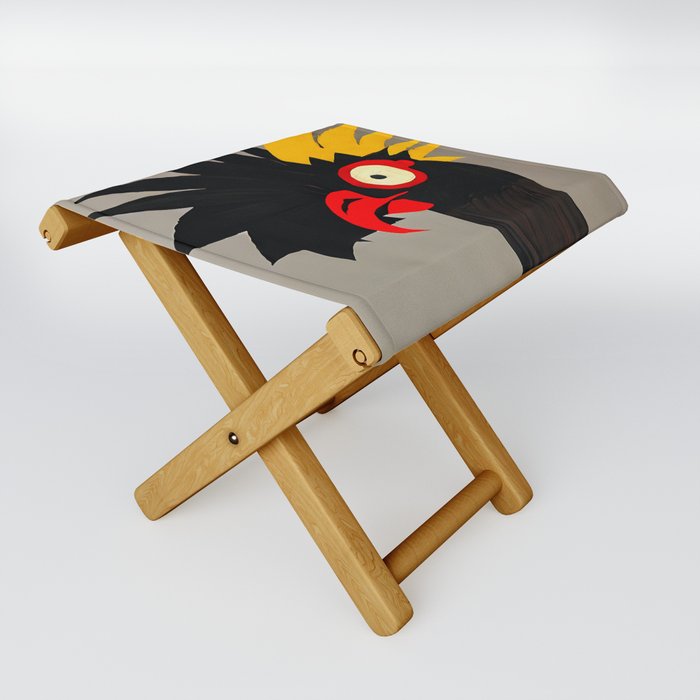 Black and Yellow Rooster - Pop Art Folding Stool