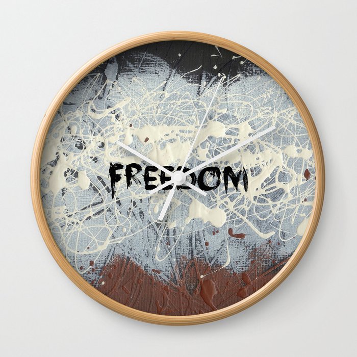 Freedom Pollock Rothko Inspired Black White Red Modern Wall Clock Freedom Pollock Rothko Inspired Black White Red Modern Wall Clock