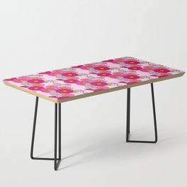 Pretty Retro Modern Mum Flowers Pastel Pink Wallpaper Style Pattern Coffee Table