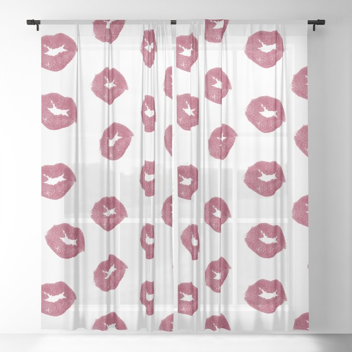 Cute Seamless Kisses Pattern, Valentine's Day Gift Sheer Curtain