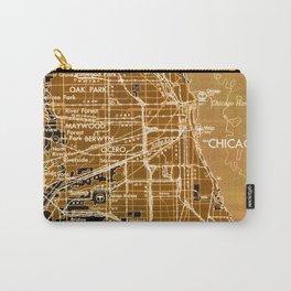 Chicago 1957 Old Map Original Artwork Vintage Background Carry-All Pouch