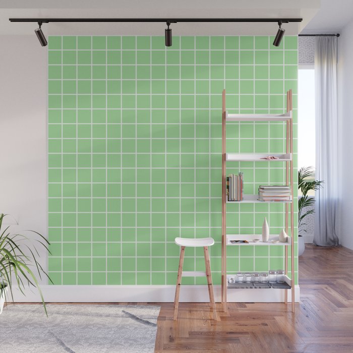 Download Granny Smith apple - green color - White Lines Grid Pattern Wall Mural by makeitcolorful | Society6