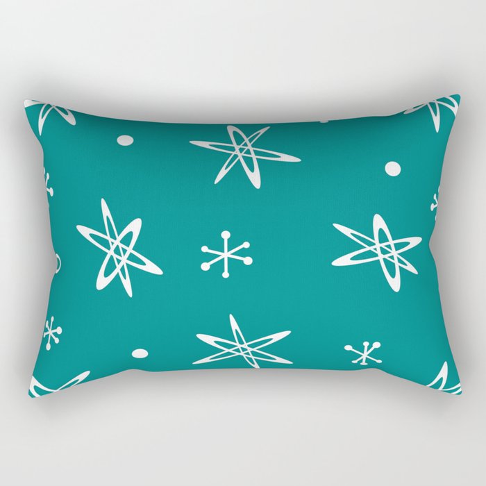 Atomic Era Space Age Teal Rectangular Pillow