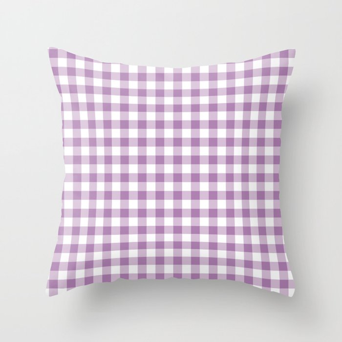 Lilac Gingham Check Throw Pillow