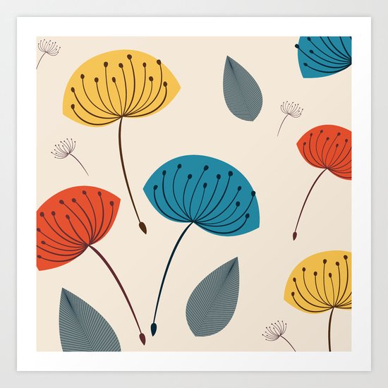 Dandelions in the wind Art Print