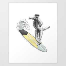 Sifaka surfer Art Print